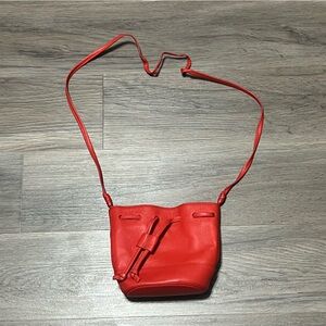 Crewcuts Childs Girls Mini Bucket Bag Purse Red Crossbody 100% Sheep Leather